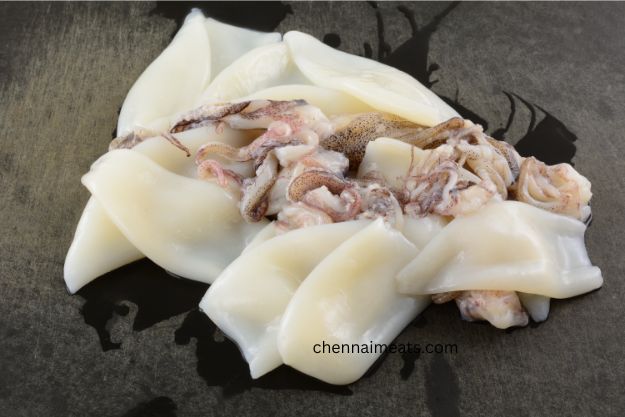 Fresh Raw Squid tubes and tentacles